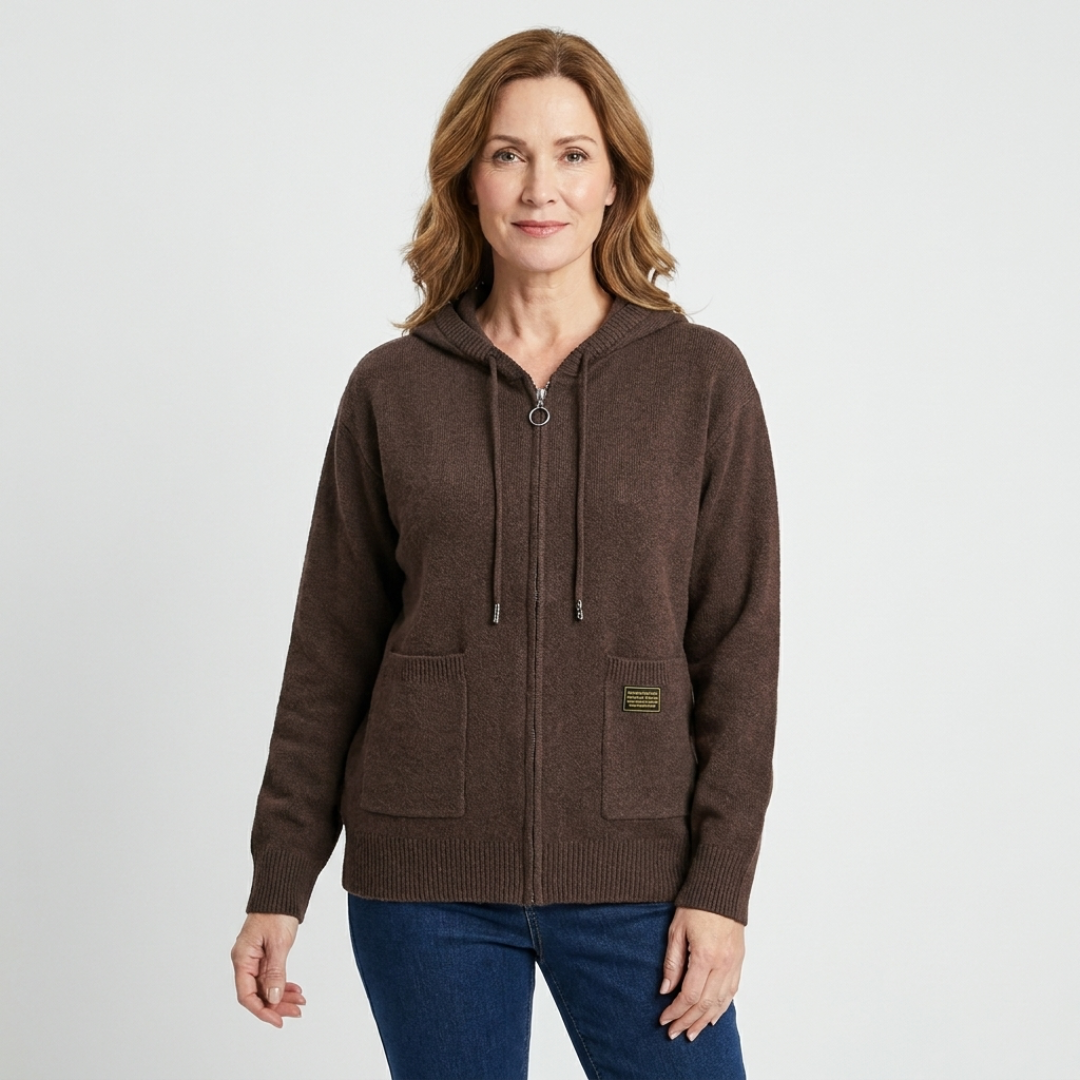 Jessica | Hooded Pocket Zip-Up Cardigan